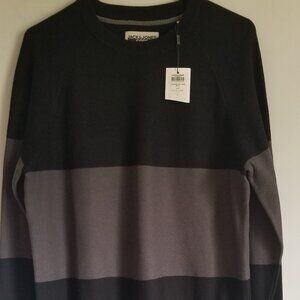 Men's Jack & Jones Core JcoshaunKnit crewneck black & grey pullover top SzL